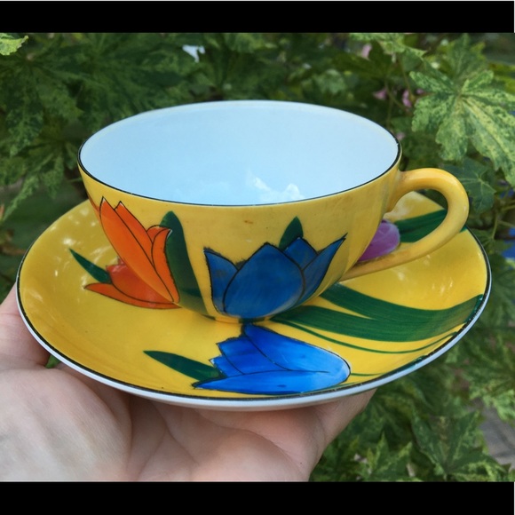 Meito China Yellow Tulip Cup and Saucer Japan
